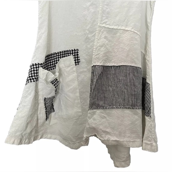 Mara Gibbucci Asymmetrical Linen Sleeveless Top Lagenlook V-Neck Small - Picture 3 of 6